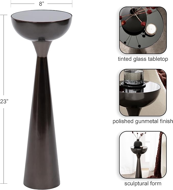 Kate and Laurel Chandon Modern Sophisticated Drink Table; 8 x 8 x 23; Gray - Image 2