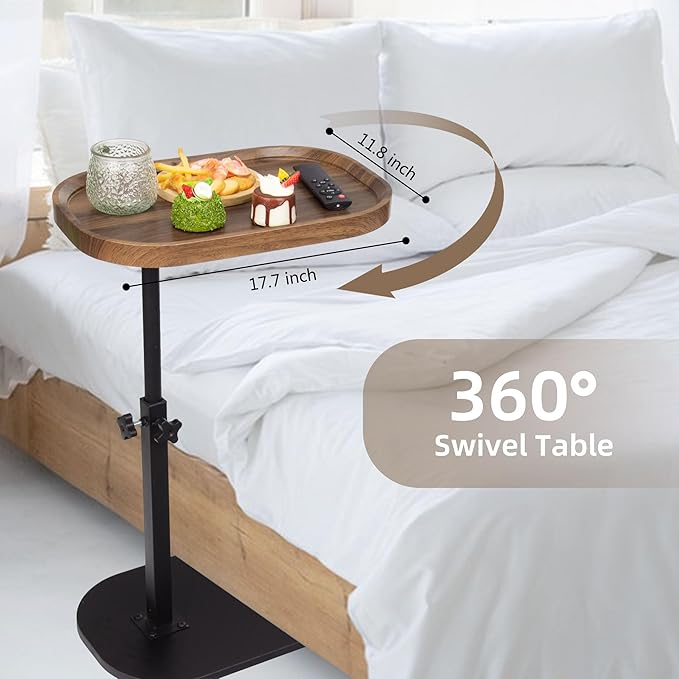 Aoligrace Nightstands Set of 2 Adjustable Height, 360°Swivel C Shaped End Table - Image 6