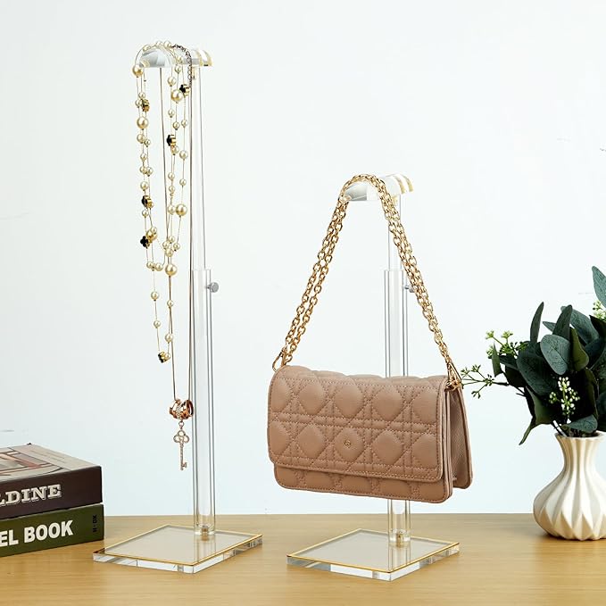 Acrylic Purse Stands for Display, 3 Pack 14" to 24"Adjustable Height Clear - Image 2