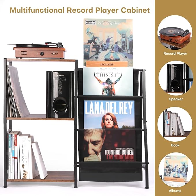 Record Player Stand, 3-Tier Vinyl Record Storage, Turntable Stand - Image 3