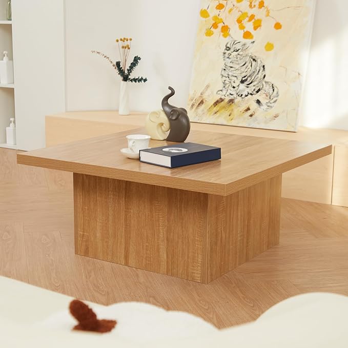 Square Cocktail Living Room Coffee Table Engineered Eco-Friendly Wood Look by NIUBEST