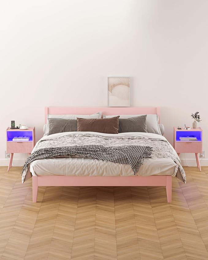 Pink Nightstand, Modern Bedside Table - Image 7