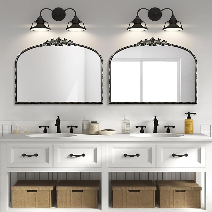WallBeyond Black Antique Arched Vintage Wall Mirror, 24x32 Inch, Iron Frame - Image 5