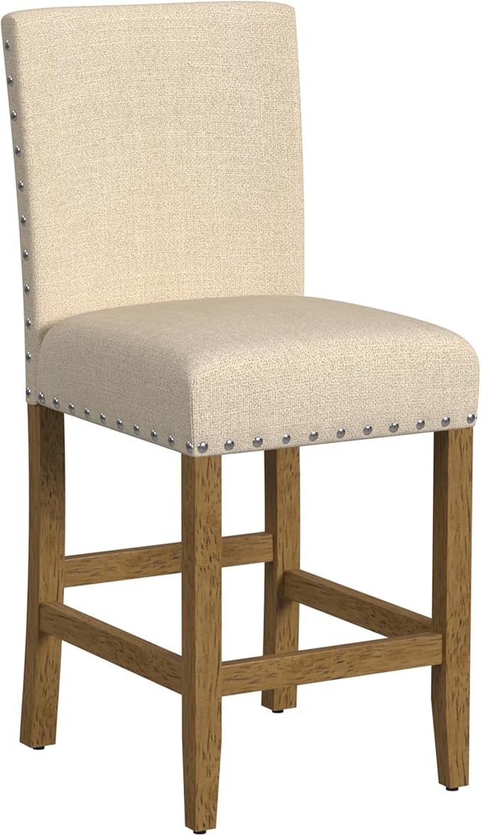HomePop Home Decor | Nailhead Trim Counter Height Bar Stools | 24 Inch Bar by HomePop