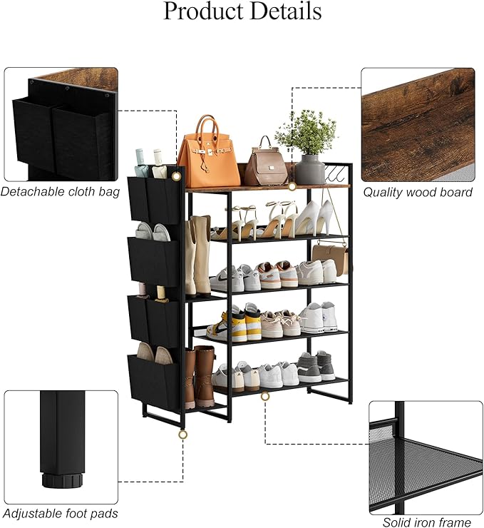 Brown 5-Tier Shoe Organizer - Image 4
