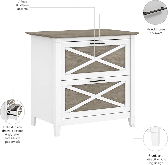 Bush Furniture Key West Lateral File Cabinet, Modern Farmhouse 2 Drawer File - Image 5