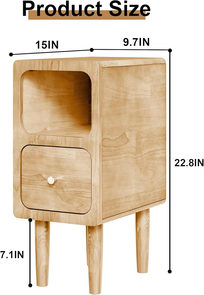 Narrow Nightstand, Solid Wood Night Stand - Image 3