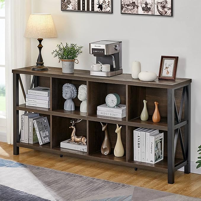 FATORRI 8 Cube Storage Organizer Bookshelf, Rustic Wood Cubby Bookcase by FATORRI
