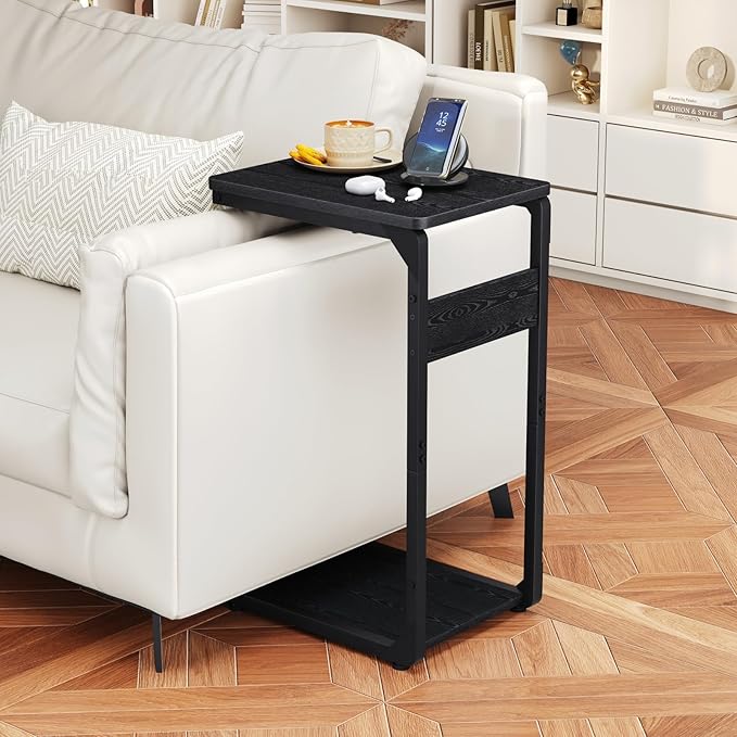 Narrow C-Shaped End Table, Small Side Table - Image 2