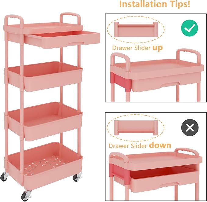 Calmootey 4-Tier Rolling Utility Cart - Image 6