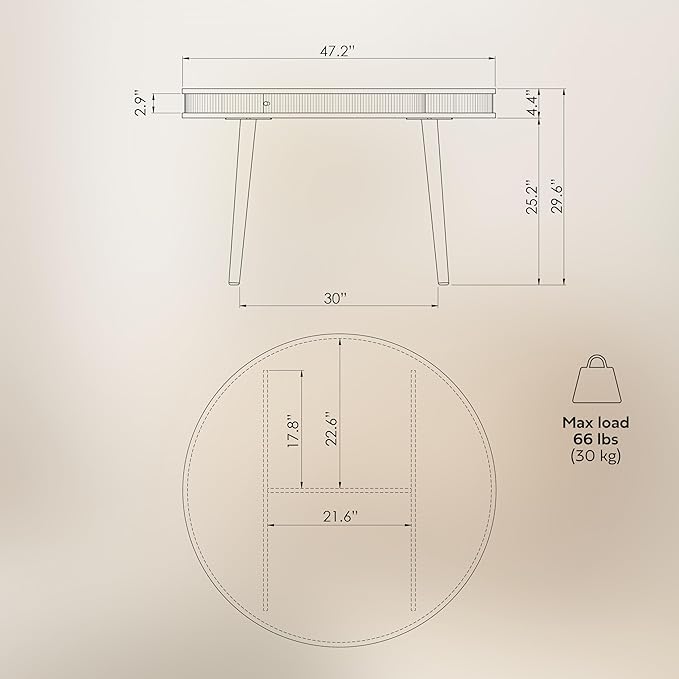 WERMO 47'' Black Round Dining Table - Image 2
