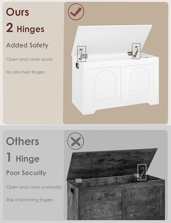 DINZI LVJ Storage Chest, 31.5”Wooden Toy Box - Image 4