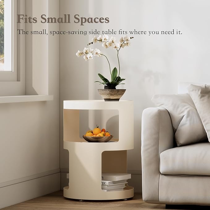 XIV Side Table, Round End Table, Modern Nightstand, Metal Accent Table - Image 5