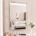 Brushed Nickel Bathroom Mirror, 22x30 Inch Thick Silver Metal Rectangle Frame by JISOSO