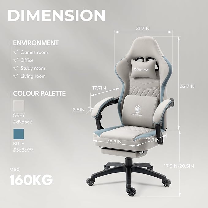 Dowinx Gaming Chair Breathable Fabric Game Chair - Image 3