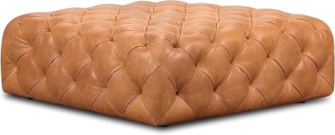 POLY & BARK Turin Ottoman in Full-Grain Pure-Aniline Dyed Italian Tanned by POLYBARK