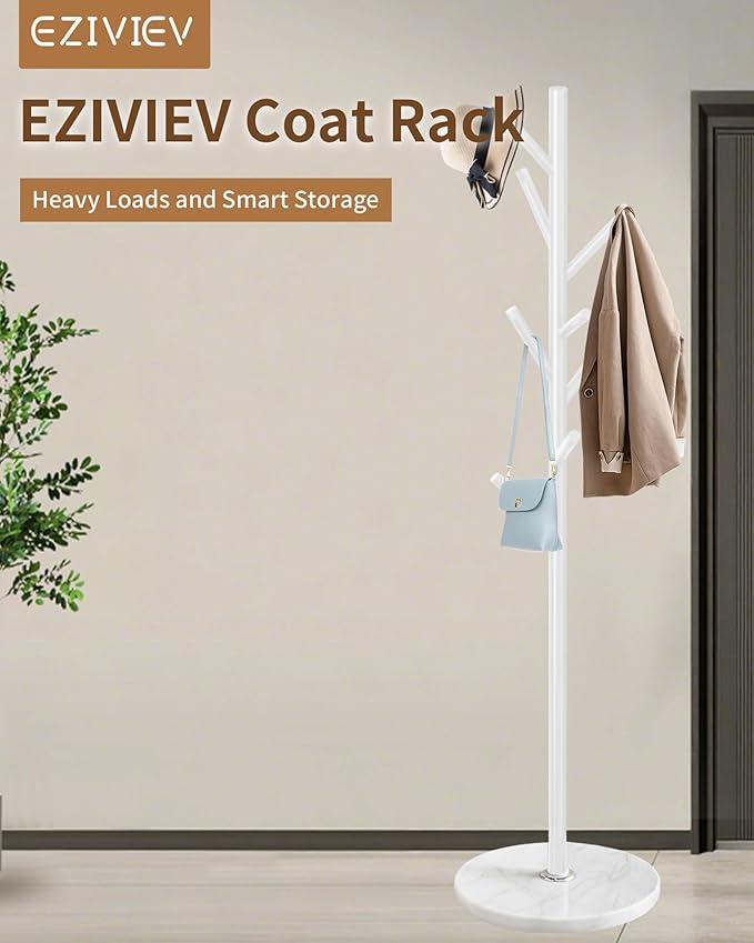 EZIVIEZ Modern Coat Rack Stand, Metal Freestanding Coat Rack - Image 7