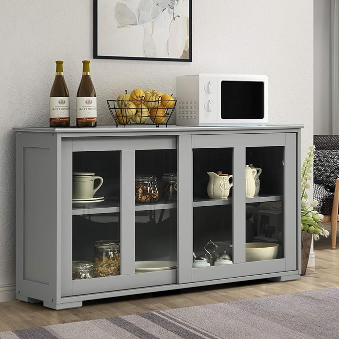 Costzon Sideboard Buffet Cabinet, Wooden Kitchen Storage Cabinet - Image 2