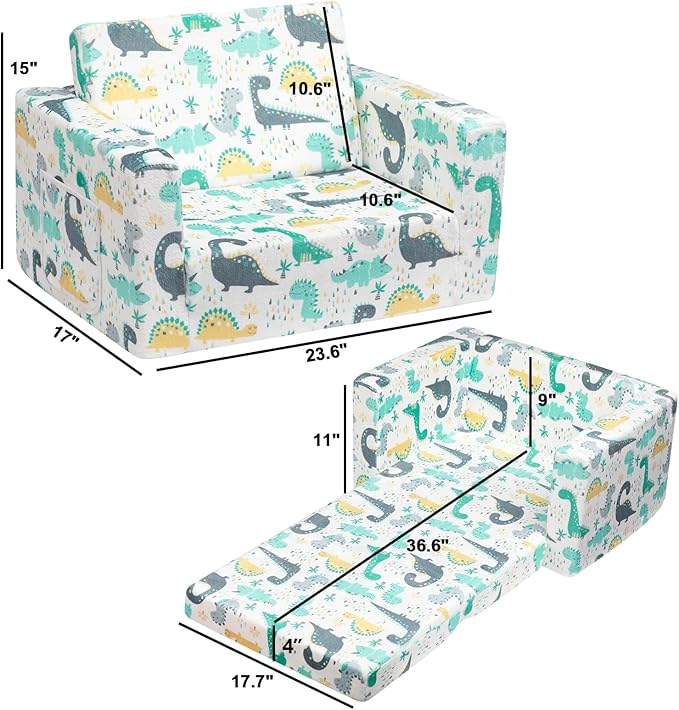 ALIMORDEN 2-in-1 Flip Out Cuddly Sherpa Toddler Couch, Convertible Sofa to - Image 3