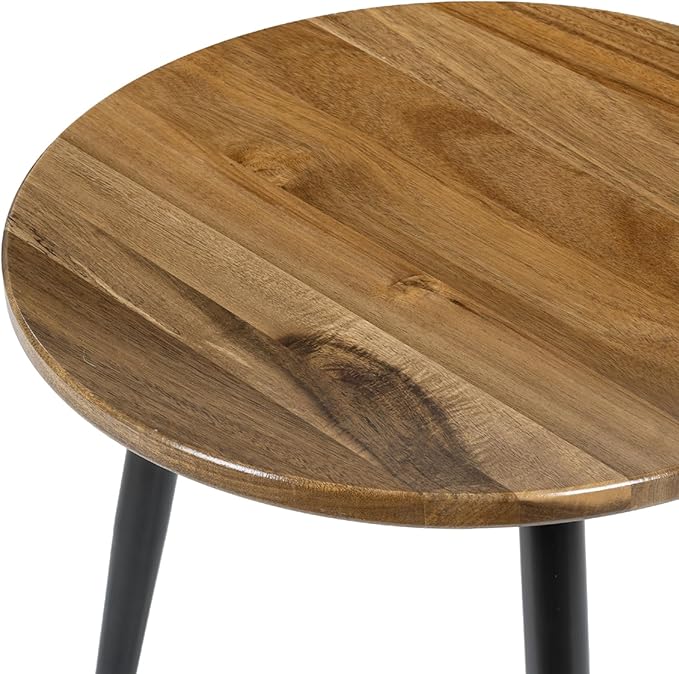MyGift 20.5 Inch Mid Century Round End Table, Premium Acacia Solid Wood Accent - Image 7