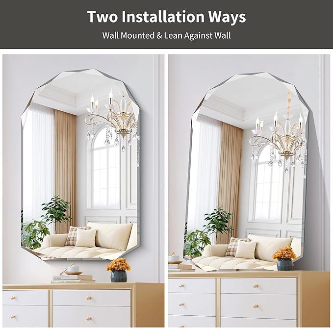 KOCUUY 30"x48" Frameless Mirror, Arched Shape - Image 6