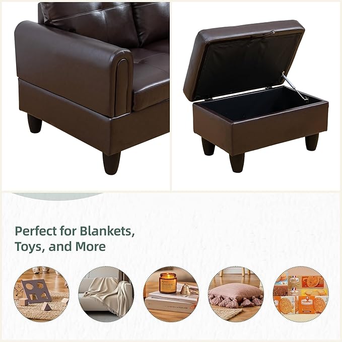 L Shaped Sectional Couches, Leather Couch Modular Sectional Sofa - Image 4
