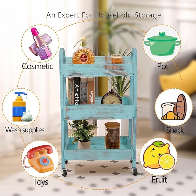 3-Tier Rolling Utility Cart - Image 2