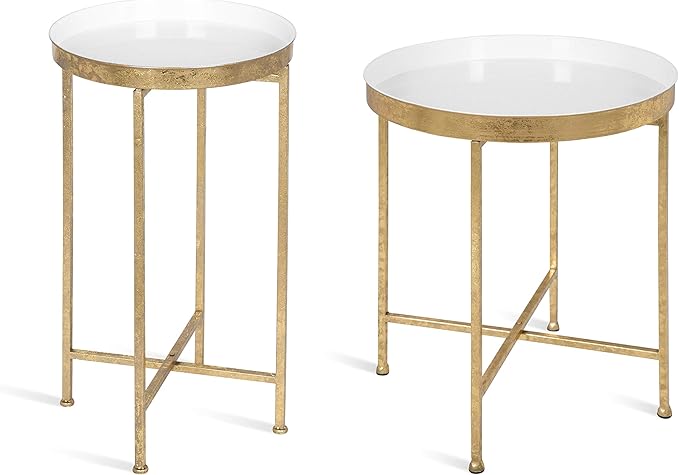 Kate and Laurel Celia Round Metal Foldable Tray Accent Table - Image 7
