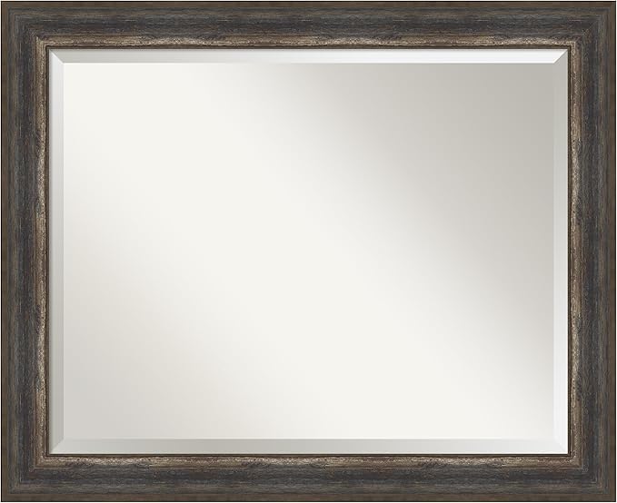 Amanti Art Brown Wall Mirror 27x33 Alta Rustic Char Rectangle Bathroom Mirror by AmantiArt