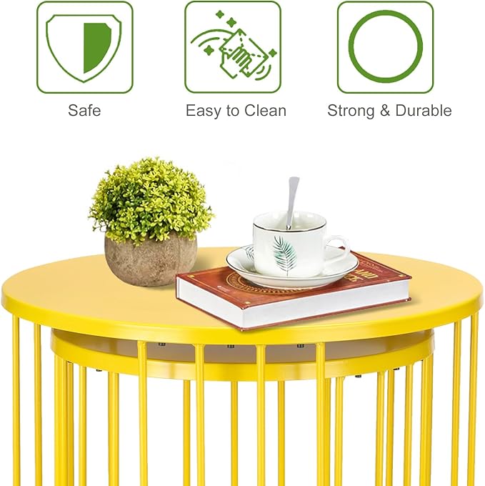 SUNNYPARK Outdoor Side Table Set of 2, Metal Circle Accent End Tables - Image 7
