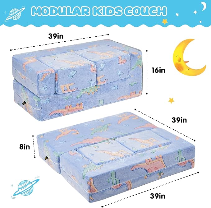 Kids Couch Sofa Modular Toddler Couch, Fold Out Kids Sofa - Image 2