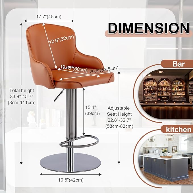 Black Titanium Stainless Steel Bar Stools, Grade Modern Leather Bar Chair - Image 2
