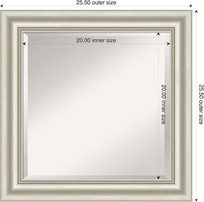 Amanti Art Bathroom Mirror for Over Sink, 26x26 Sophia Silver Square Vanity - Image 3