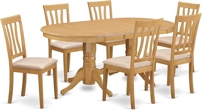 East West Furniture VAAN7-OAK-C 7 Piece Kitchen Table Set Consist of an Oval by EastWestFurniture