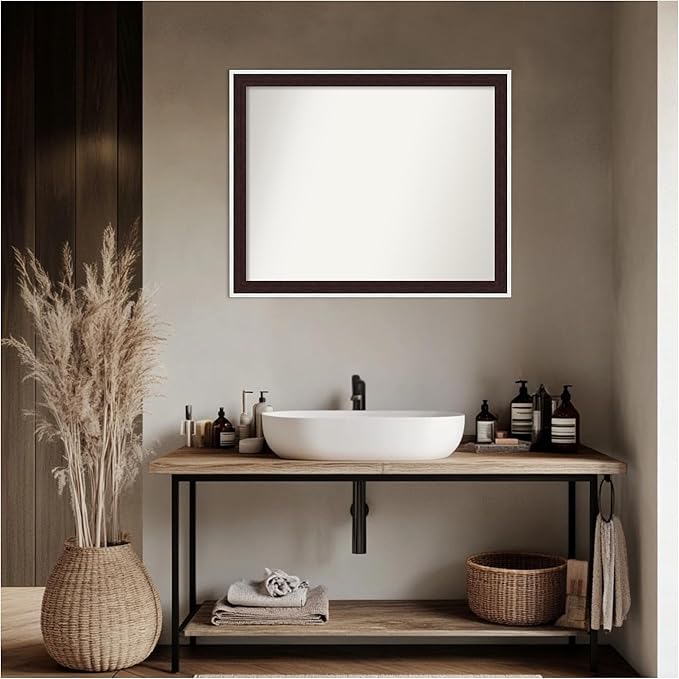 Amanti Art Bathroom Mirror for Over Sink, 25x31 Maya Espresso Silver Rectangle - Image 7
