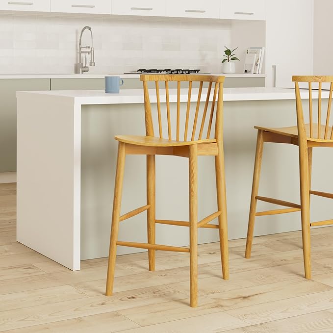 POLY & BARK Ligna Counter Stool Oak– Mid-Century Inspired Stool - Image 2