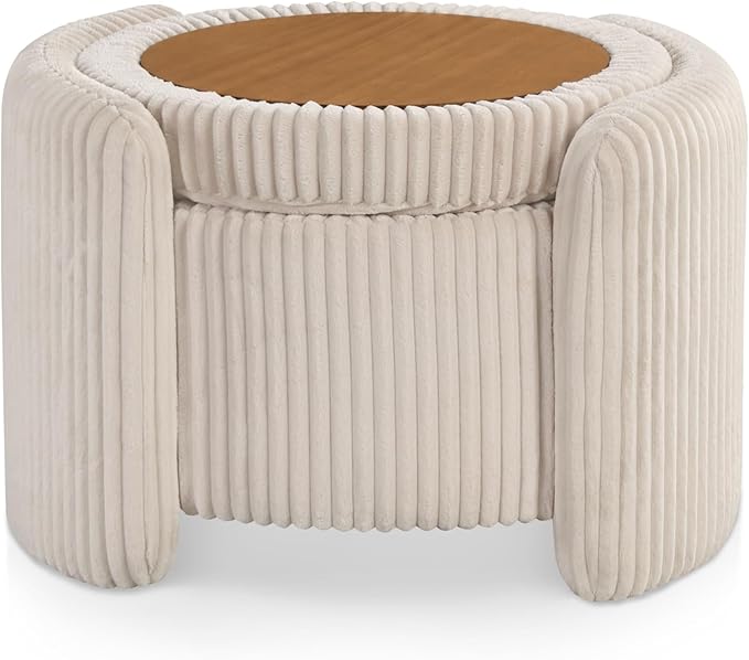 Furniture of America Lennox Modern Chenille 25-inch Round Storage Ottoman - Image 16