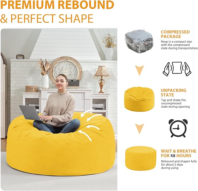 4FT Bean Bag Chair, Large Bean Bag Chairs - Image 6