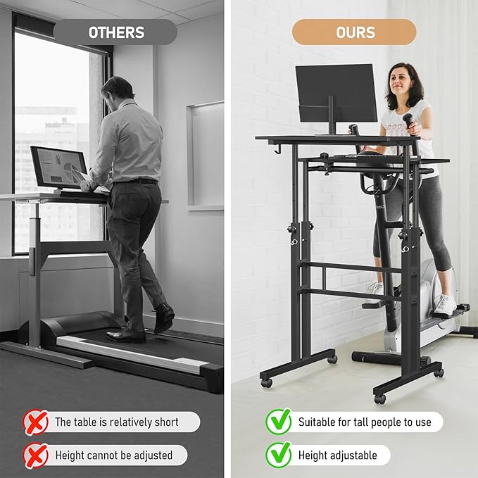 Small Standing Desk with Wheels, Tall Mobile Stand Up Table, Portable Standing - Image 4