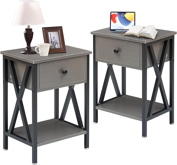 VECELO Nightstands Set of 2, Modern Bedside End Tables, Night Stands by VECELO
