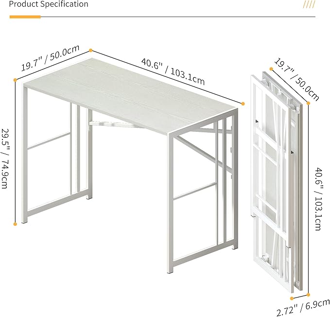 Folding Desk 40 inch Writing Gaming Computer Camping Table, No Assembly - Image 3