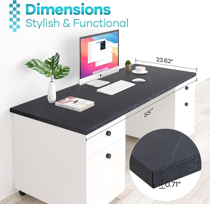 Kaboon Universal Tabletop 55"x23.62" Solid One-Piece Melamine Table Top - Image 4