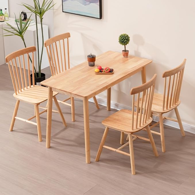 Rectangular Kitchen Solid Wood Dining Table 46.8 inches Legs Sturdy Natural - Image 2