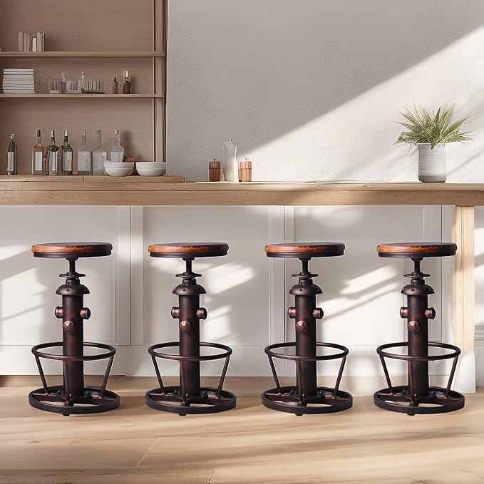 Vintage Swivel Bar Stool Industrial Coffee Kitchen Dining Chair Fire Hydrant - Image 2