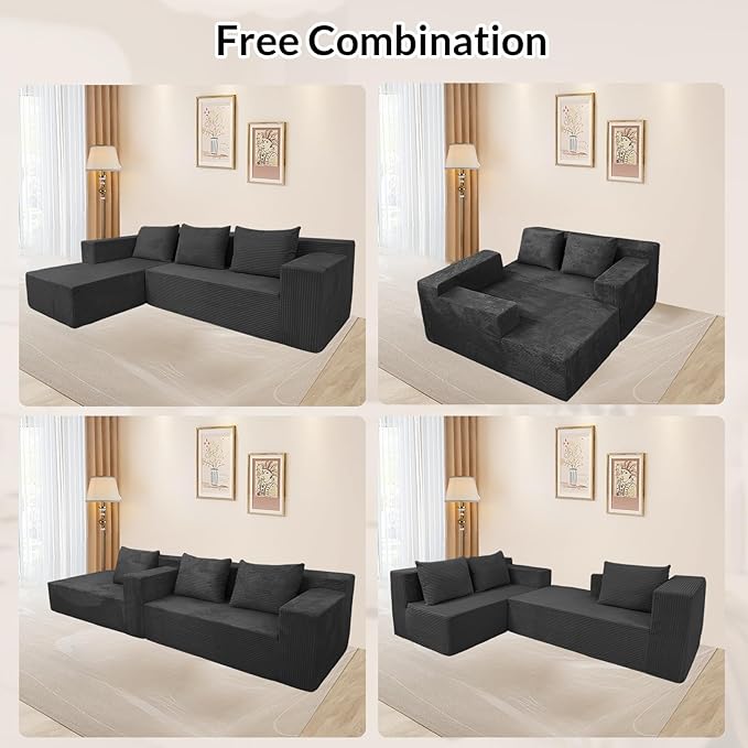 ANONER 103" Modular Sectional Sofa, L-Shaped Cloud Couch - Image 7
