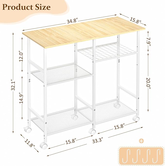 Kitchen Microwave Cart, Microwave Stand - Image 3