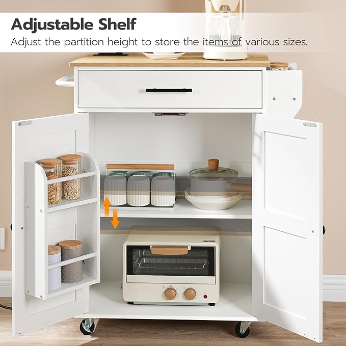 HOOBRO Kitchen Island with Power Outlet, Kitchen Storage Island with Large - Image 6