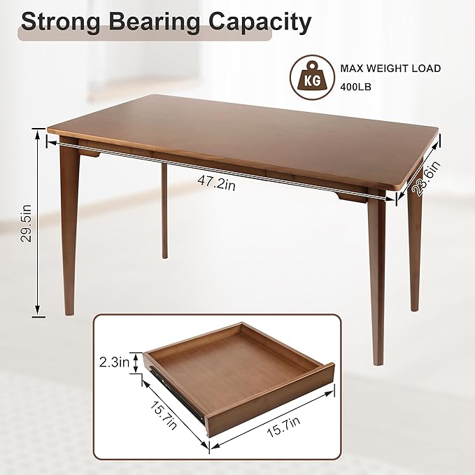 47" Bamboo Computer Desk Study Desk Home Office Desk Writing Table - Image 2