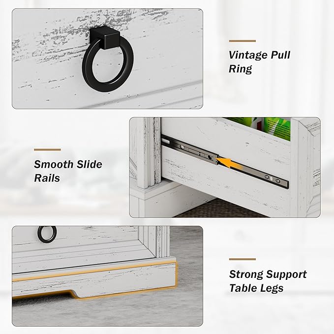 Farmhouse Coffee Table with Drawers 47 in Living Room Tables with Storage - Image 5