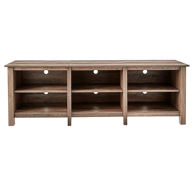 ROCKPOINT 70inch TV Stand Storage Media Console Entertainment Center, Rustic Oak - Image 2